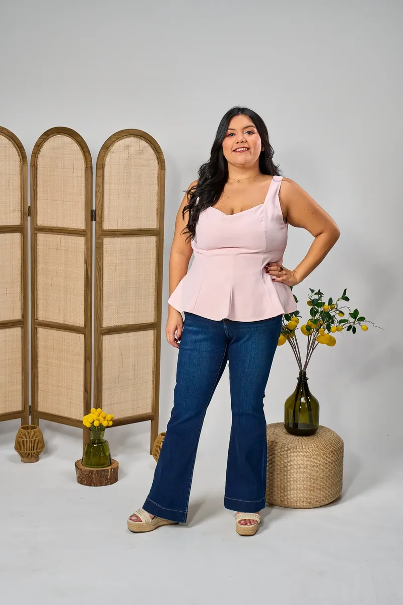 Jeans Flare en azul oscuro plus size, tallas 1XL–3XL — BOLEM El Salvador