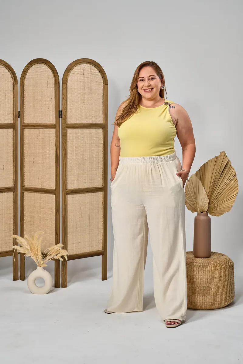 Pantalón de Lino en crema plus size, tallas 1XL–3XL — BOLEM El Salvador