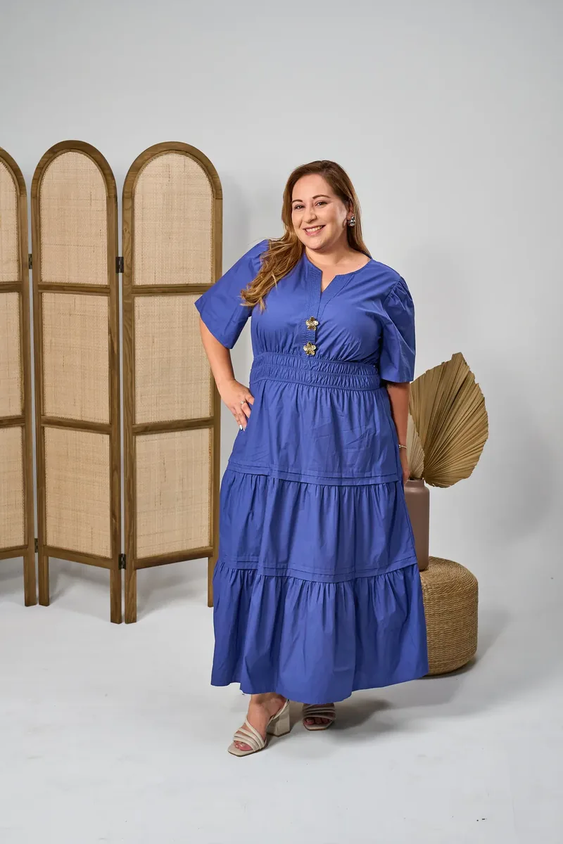 Vestido Maxi Cobalto en azul cobalto plus size, tallas XL–2XL — BOLEM El Salvador